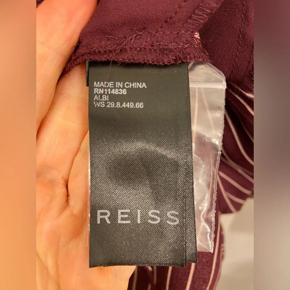 NWT Reiss Albi Striped Mini Shirtdress Berry & Ivory Size 6 - Picture 9 of 10